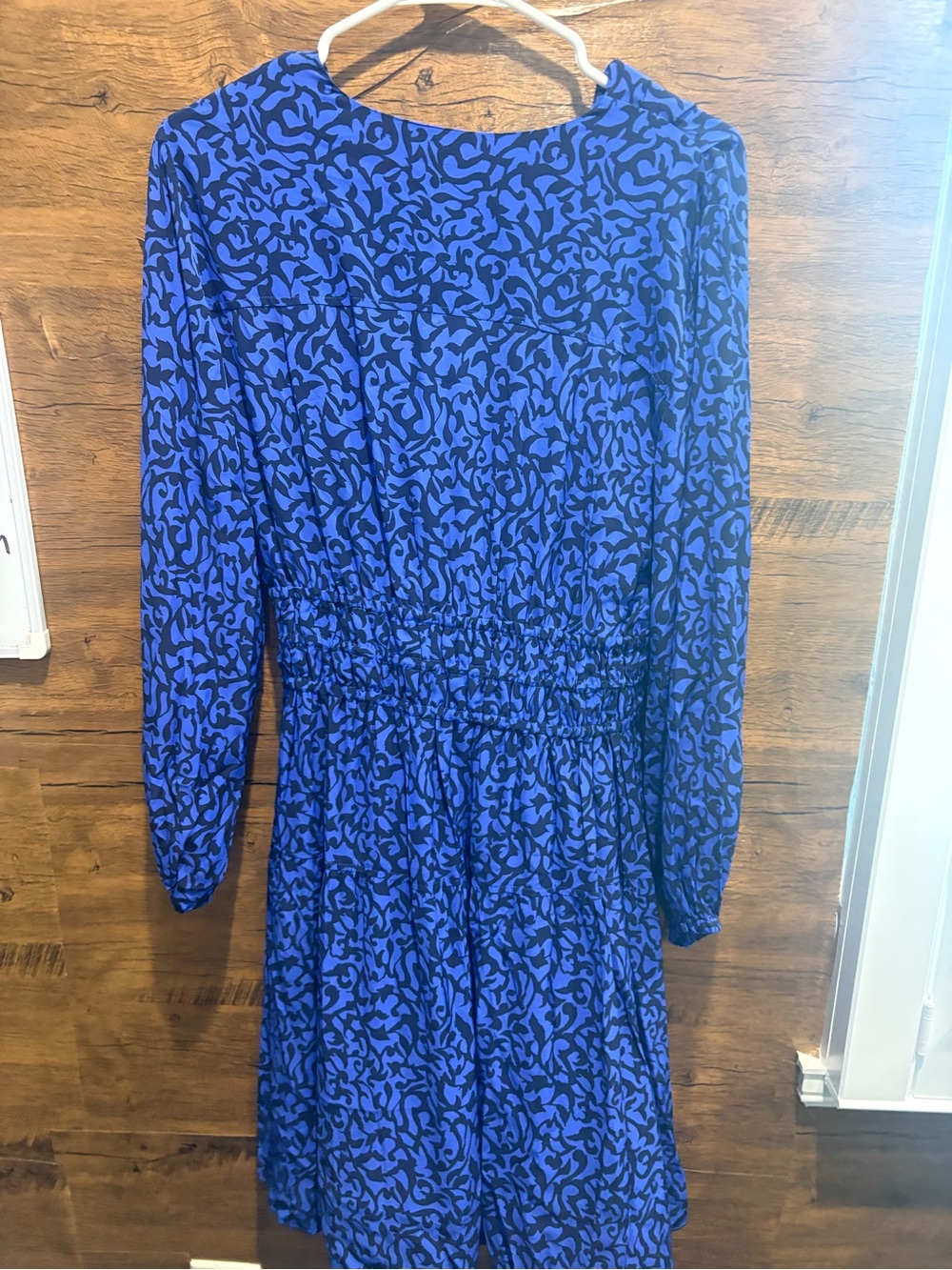 Derek Lam Blue and Black Printed V-Neck Mini Dress - Picture 10 of 11
